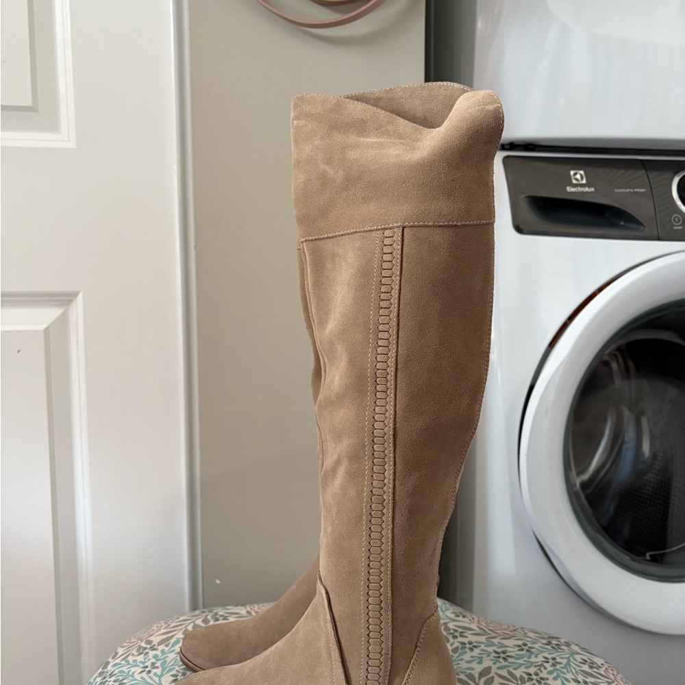 Vince Camuto Taupe Suede Heeled Boots - Picture 4 of 7